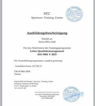 Zertifikat ISO 9001:2015 – Qualitätsmanagement und Organisationsprozesse